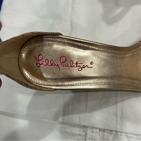 Lilly Pulitzer size 10 Bridgette Wedge cork gold ankle strap sandals dress shoe - Picture 10 of 16